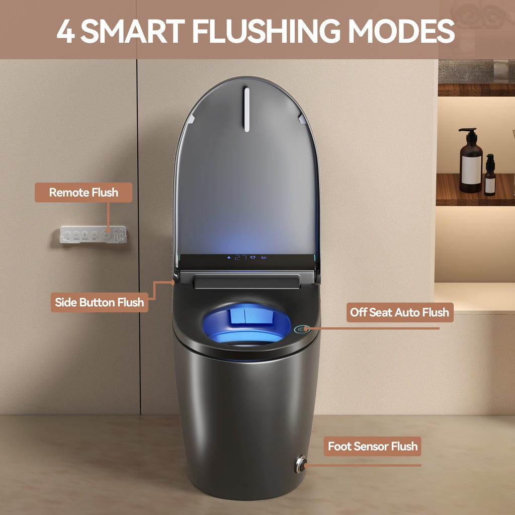 Unique Smart Toile, One Piece Toilet with Bidet Built In,Intelligent Toilet Auto Open/Close Seat. Bidet toilet with Dryer and Warm Water.Gray