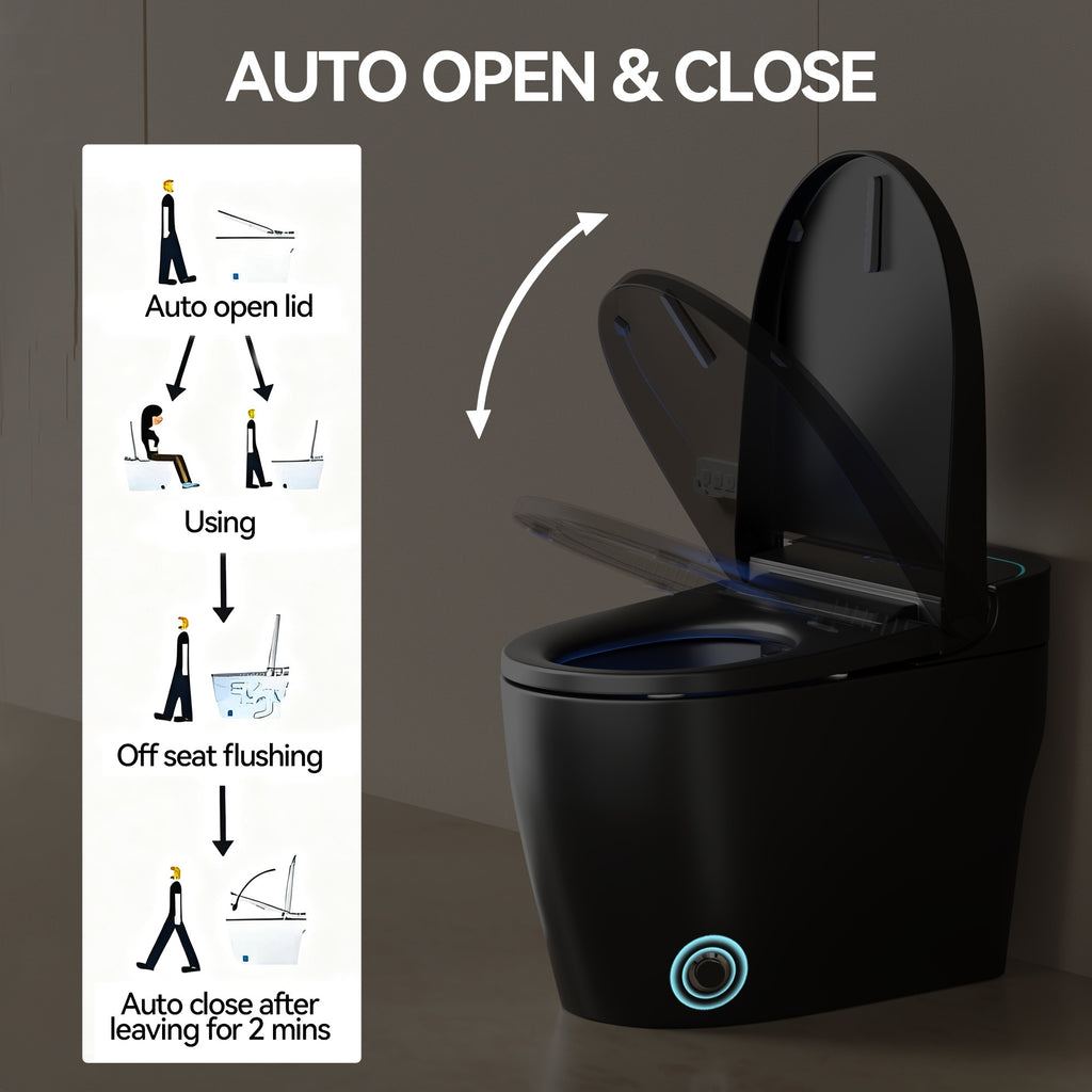Unique Smart Toile, One Piece Toilet with Bidet Built In,Intelligent Toilet Auto Open/Close Seat. Bidet toilet with Dryer and Warm Water.BLACK