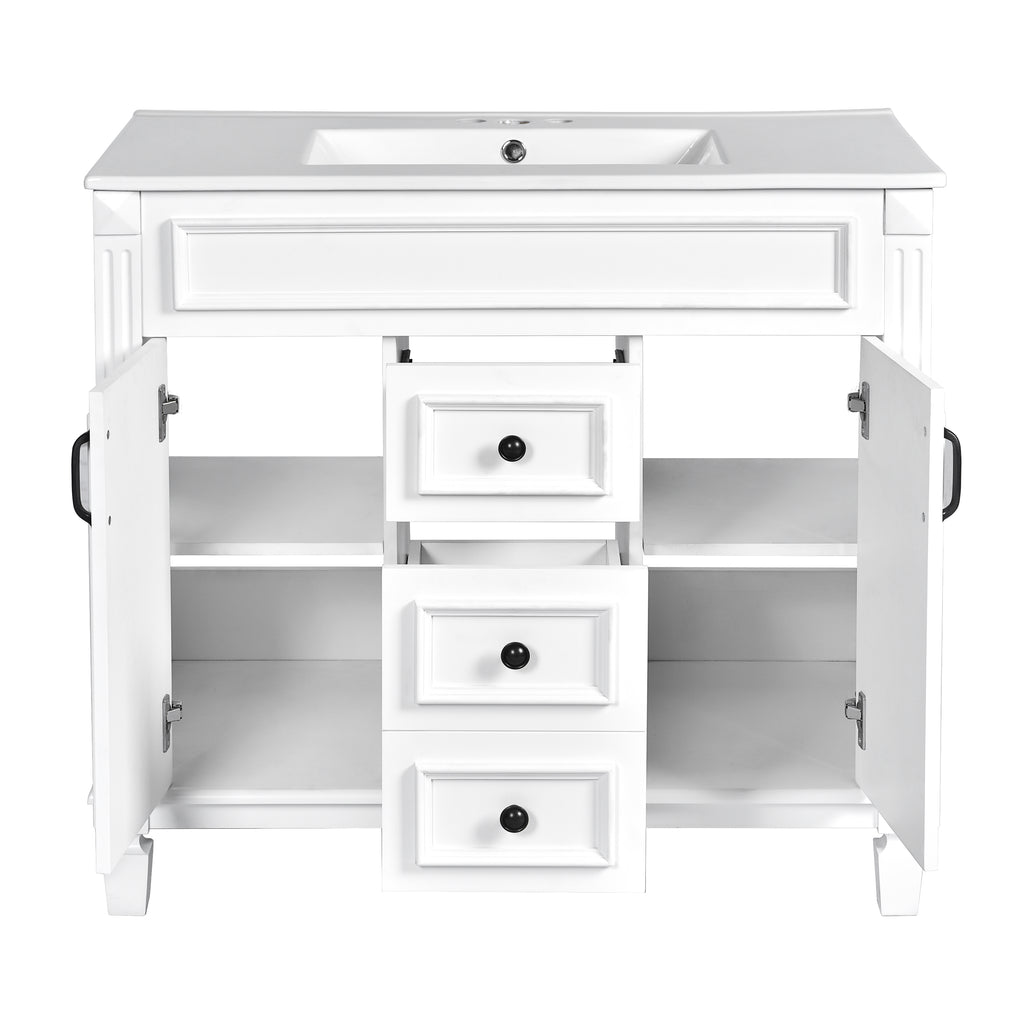 36'' Bathroom Vanity with Top Sink, Modern Bathroom Storage Cabinet with 2 Soft Closing Doors, Single Sink Bathroom Vanity