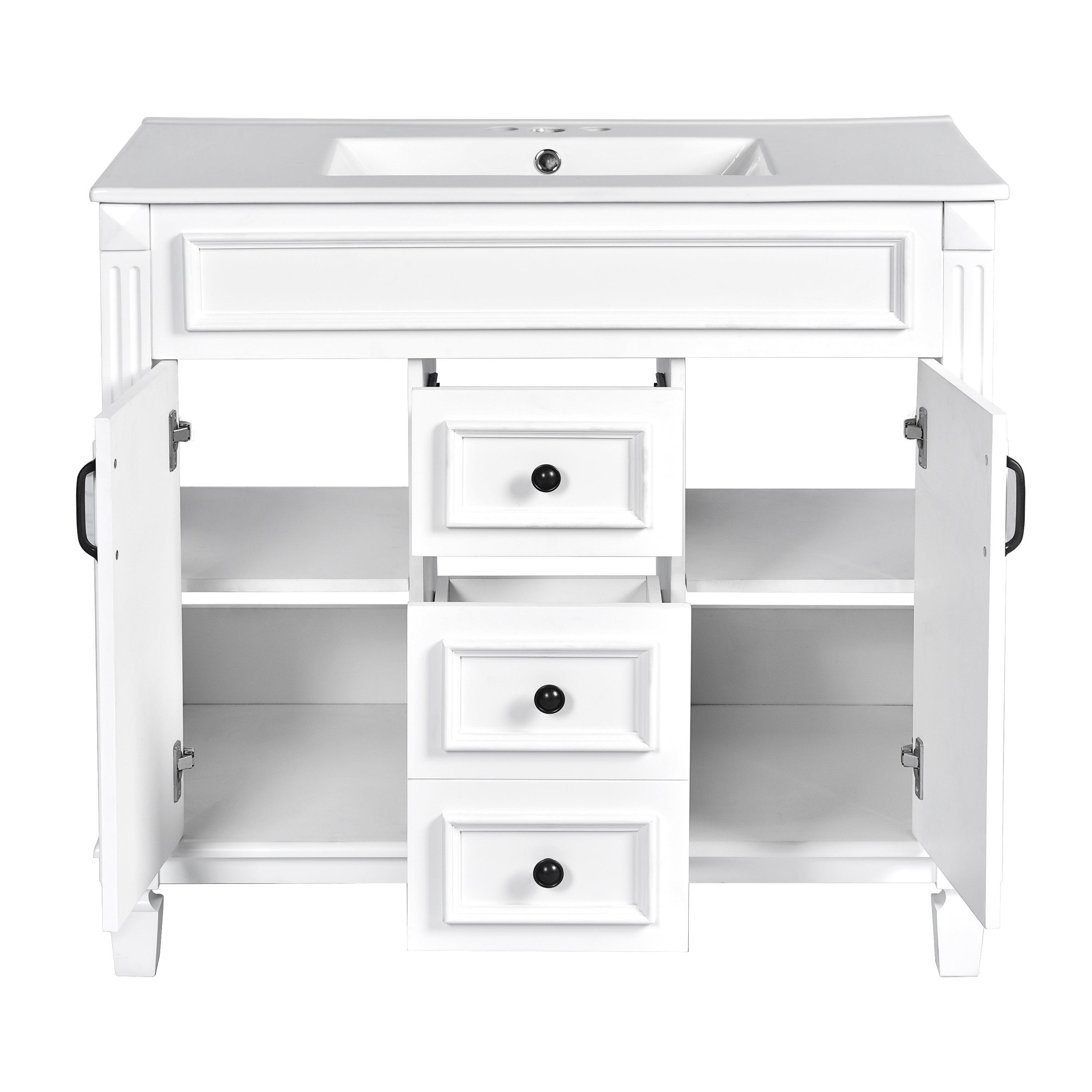 36'' Bathroom Vanity with Top Sink, Modern Bathroom Storage Cabinet with 2 Soft Closing Doors, Single Sink Bathroom Vanity