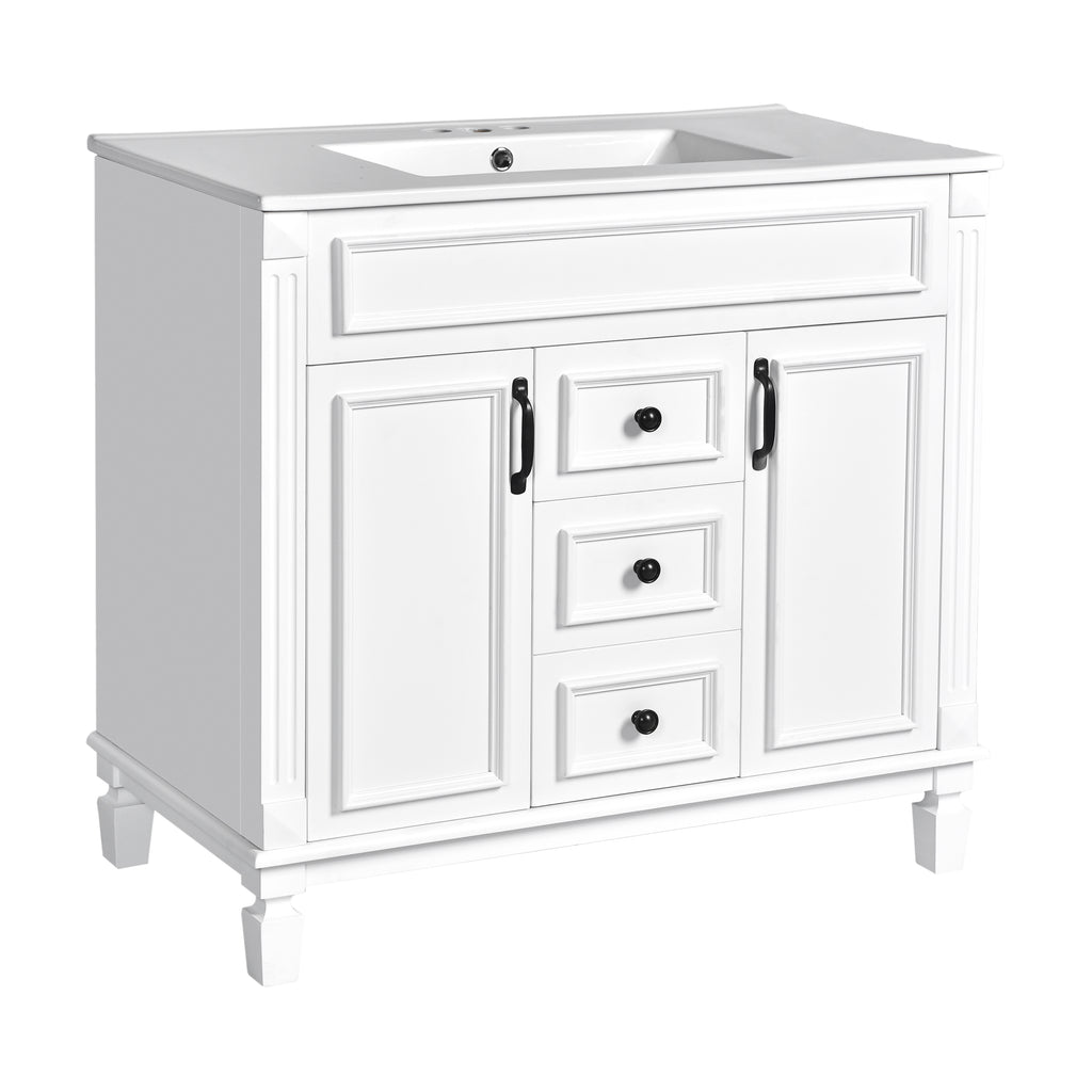 36'' Bathroom Vanity with Top Sink, Modern Bathroom Storage Cabinet with 2 Soft Closing Doors, Single Sink Bathroom Vanity