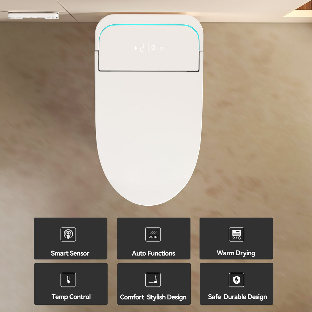 Unique Smart Toile, One Piece Toilet with Bidet Built In,Intelligent Toilet Auto Open/Close Seat. Bidet toilet with Dryer and Warm Water.WHITE