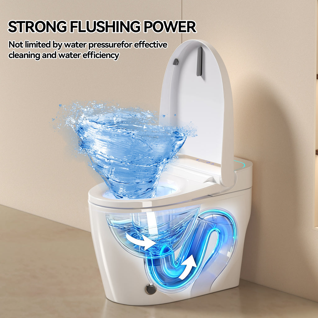 Unique Smart Toile, One Piece Toilet with Bidet Built In,Intelligent Toilet Auto Open/Close Seat. Bidet toilet with Dryer and Warm Water.WHITE