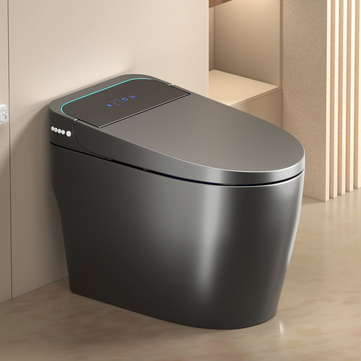 Unique Smart Toile, One Piece Toilet with Bidet Built In,Intelligent Toilet Auto Open/Close Seat. Bidet toilet with Dryer and Warm Water.Gray