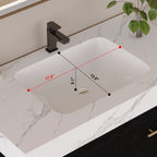 36" Artificial Stone Bathroom Vanity with Ceramic Sink, Modern Bathroom Sink Cabinet with Drawers and Open Shelf