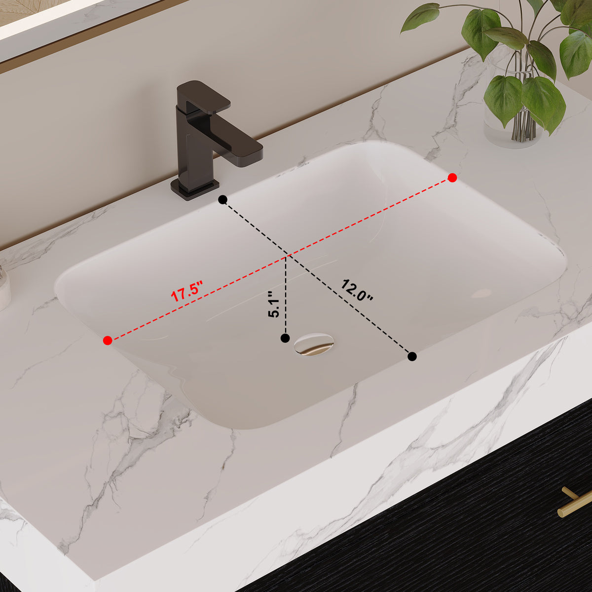 36" Artificial Stone Bathroom Vanity with Ceramic Sink, Modern Bathroom Sink Cabinet with Drawers and Open Shelf
