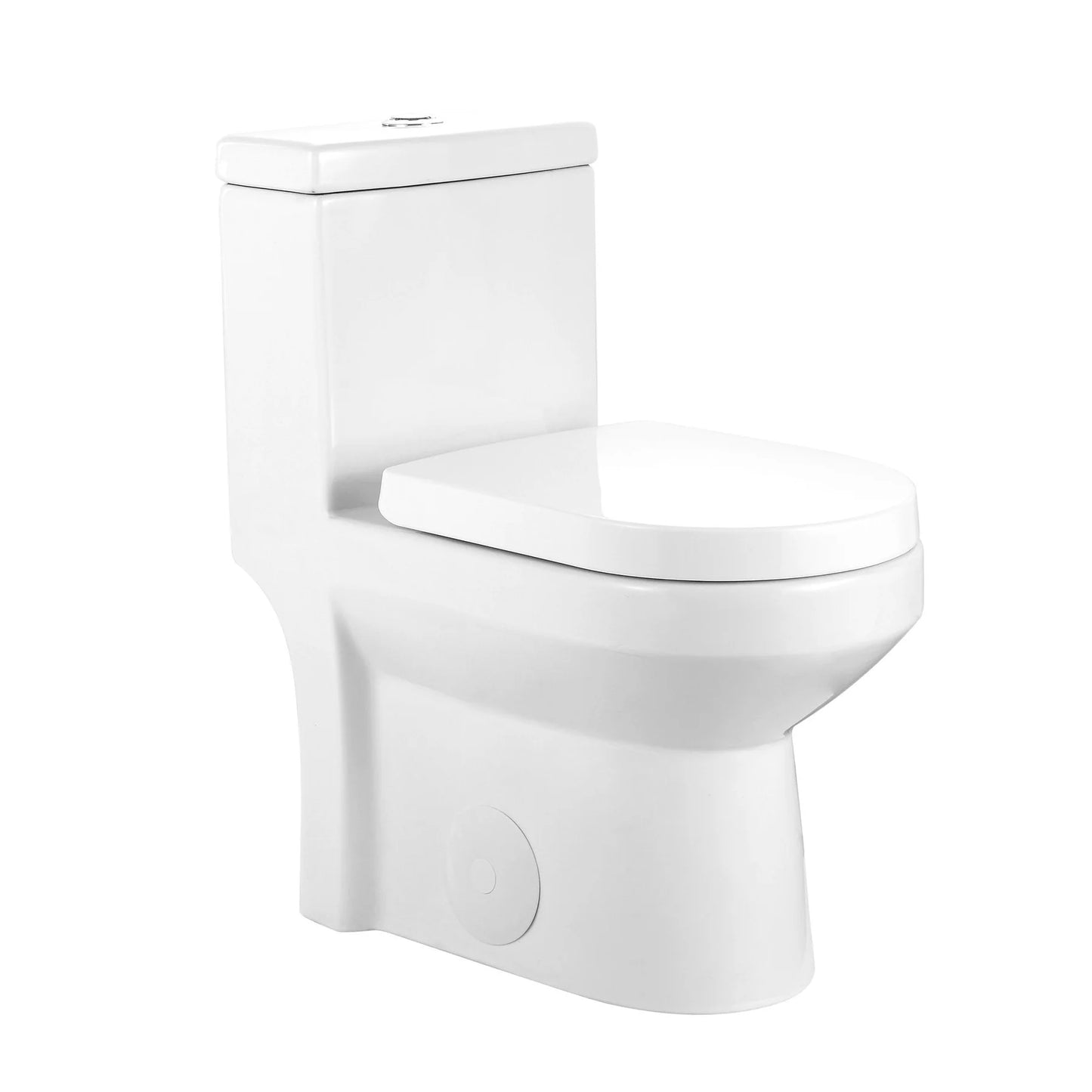Compact One-Piece Round Toilet with High-Efficiency Flush – Space-Saving Floor Mounted Toilet (Seat Included)