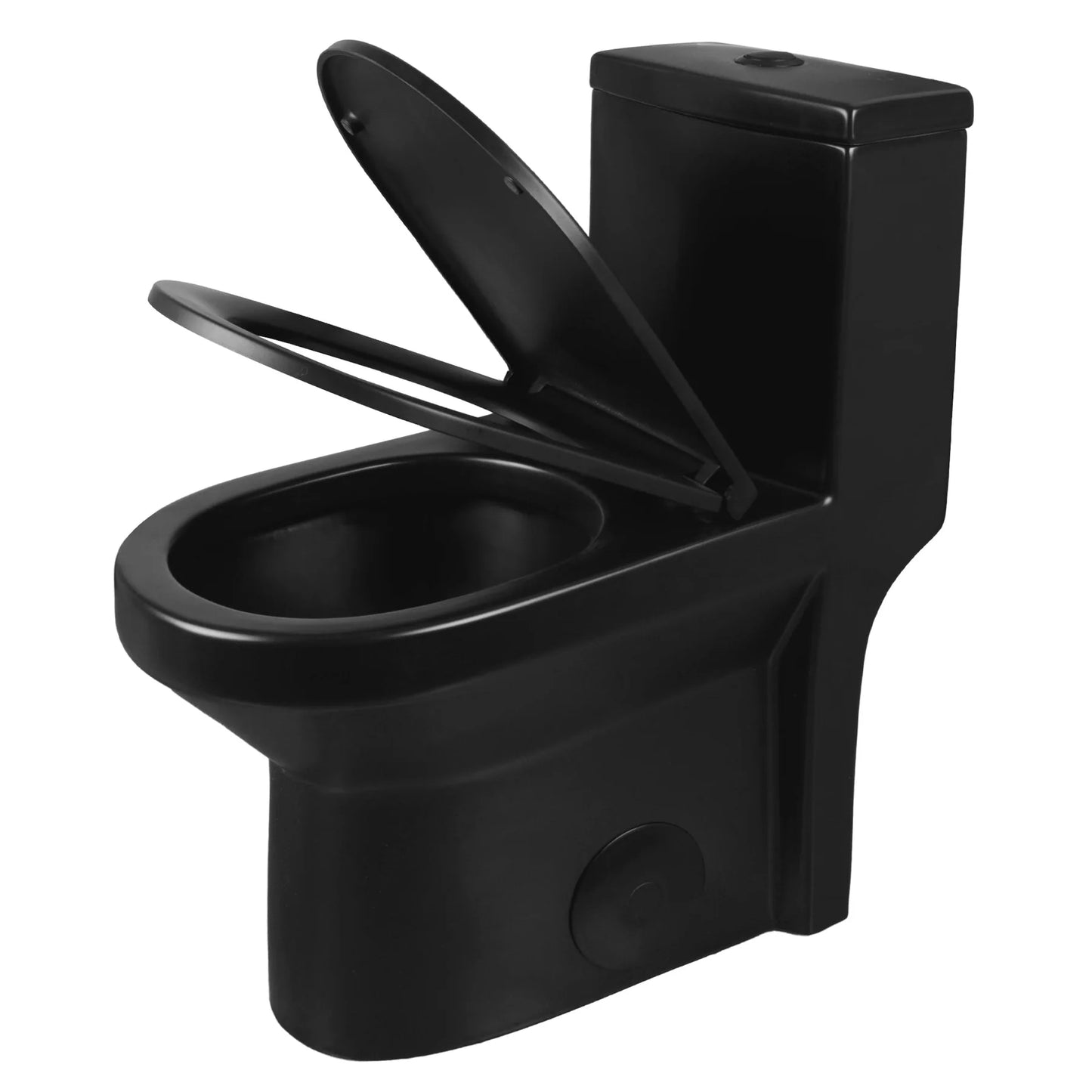 Compact One-Piece Round Toilet with High-Efficiency Flush – Space-Saving Floor Mounted Toilet (Seat Included)