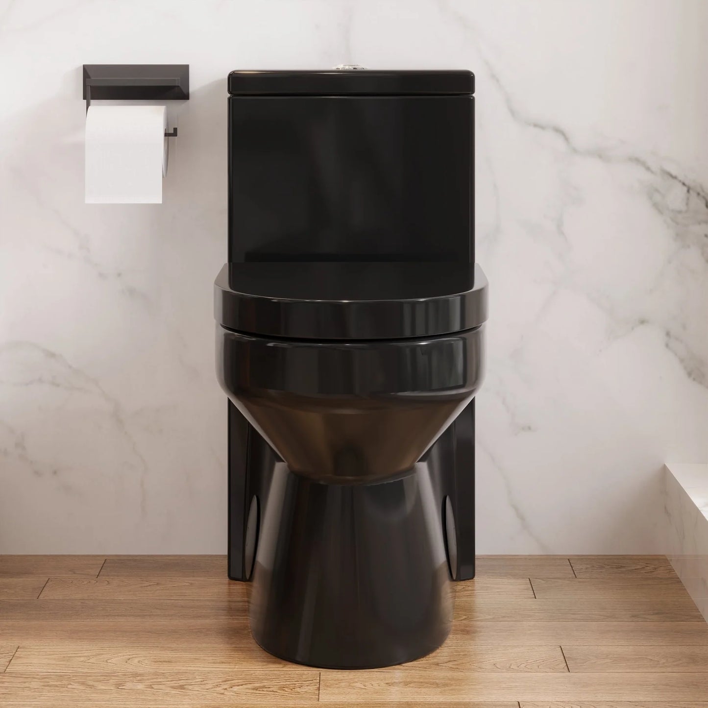 Compact One-Piece Round Toilet with High-Efficiency Flush – Space-Saving Floor Mounted Toilet (Seat Included)