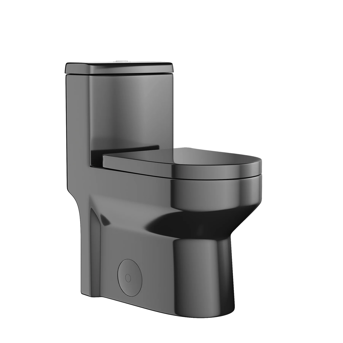 Compact One-Piece Round Toilet with High-Efficiency Flush – Space-Saving Floor Mounted Toilet (Seat Included)