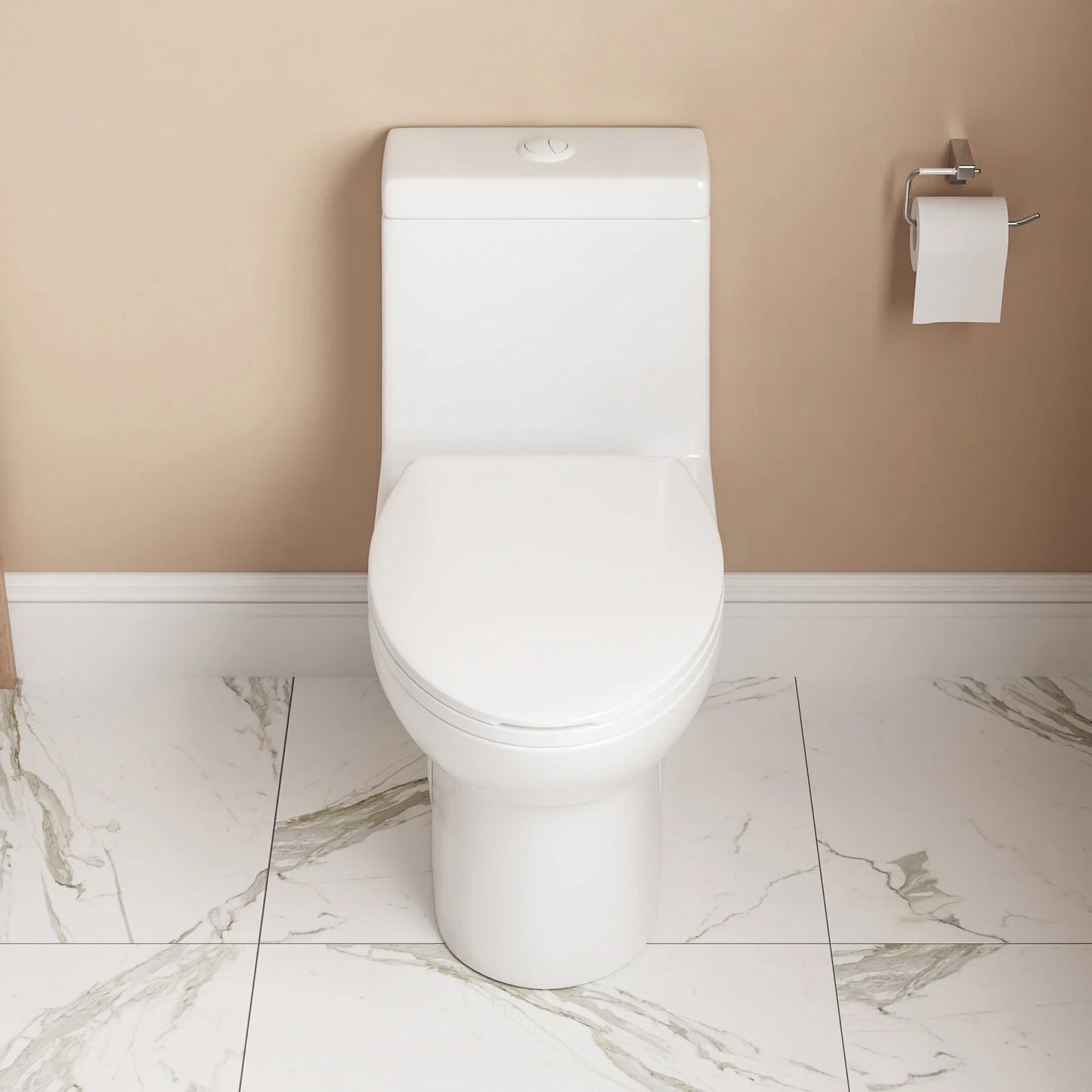 Classic One-Piece Toilet with Soft-Close Seat – High-Efficiency Dual Flush, Comfortable Standard Height