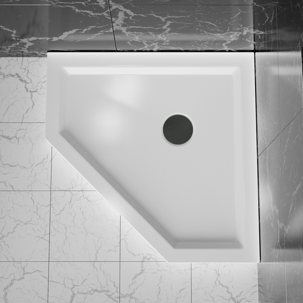Goodyo 36 in. D x 36 in. W x 3.4 in. H Corner Drain Neo-Angle Shower Base in White White SKU D163111784 product image 1