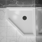 Goodyo 36 in. D x 36 in. W x 3.4 in. H Corner Drain Neo-Angle Shower Base in White White SKU D163111784 product image 1