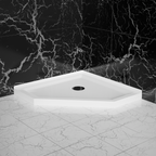 Goodyo 36 in. D x 36 in. W x 3.4 in. H Corner Drain Neo-Angle Shower Base in White White SKU D163111784 product image 2