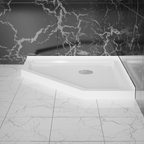 Goodyo 36 in. D x 36 in. W x 3.4 in. H Corner Drain Neo-Angle Shower Base in White White SKU D163111784 product image 3
