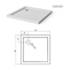 Goodyo 32x32 in Shower Base, Centered Drain No Threshold Shower Pan, White White SKU D163116715 product image 2