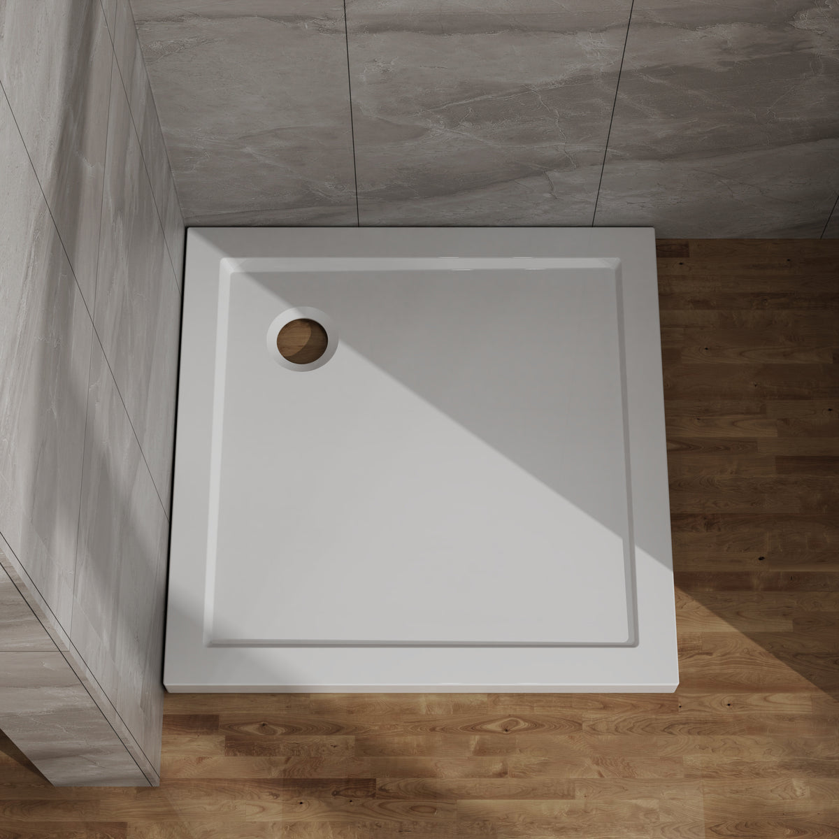 Goodyo 32x32 in Shower Base, Centered Drain No Threshold Shower Pan, White White SKU D163116715 product image 3