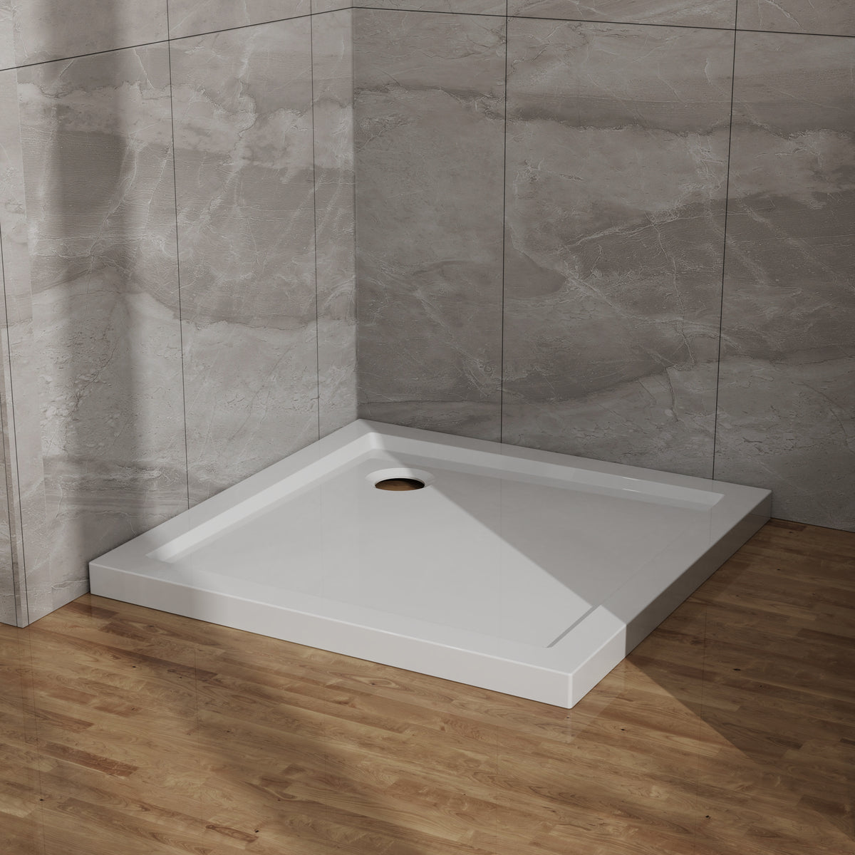 Goodyo 32x32 in Shower Base, Centered Drain No Threshold Shower Pan, White White SKU D163116715 product image 4