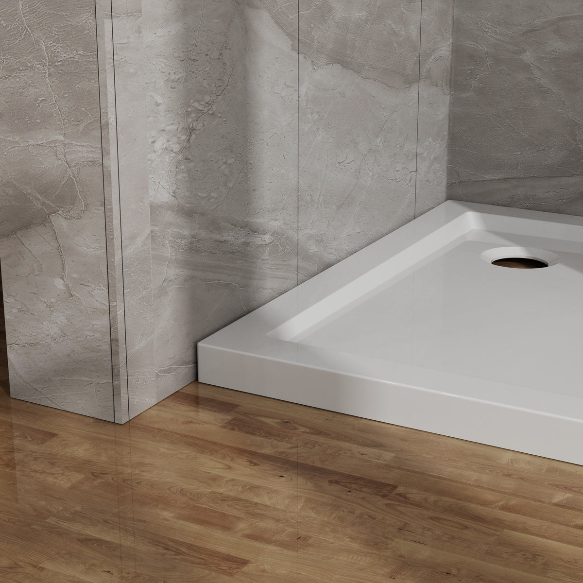Goodyo 32x32 in Shower Base, Centered Drain No Threshold Shower Pan, White White SKU D163116715 product image 5