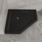 Goodyo 36 in. D x 36 in. W x 3.4 in. H Corner Drain Neo-Angle Shower Base Black, No Drain Kit Black SKU D163147917 product image 1