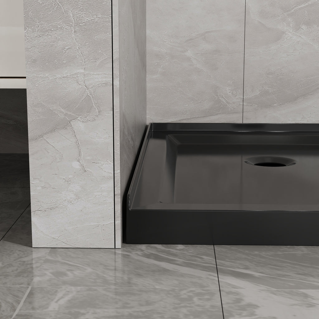 Goodyo 36 in. D x 36 in. W x 3.4 in. H Corner Drain Neo-Angle Shower Base Black, No Drain Kit Black SKU D163147917 product image 6