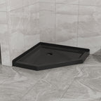 Goodyo 36 in. D x 36 in. W x 3.4 in. H Corner Drain Neo-Angle Shower Base Black, No Drain Kit Black SKU D163147917 product image 8