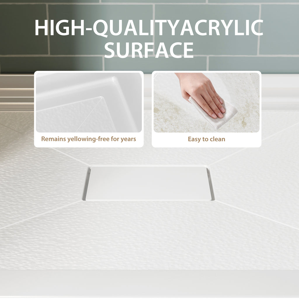 36x36 Inch White Acrylic Shower Base, Center Drain, Non-Slip Surface Light White SKU T5595P445277 product image 8
