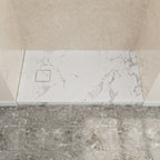 60" x 32" in Shower Base,resin and fiberglass,Left Drain Single-Threshold Shower Pan,Jazz White with Vein White+ Charcoal SKU T6587P578554 product image 1