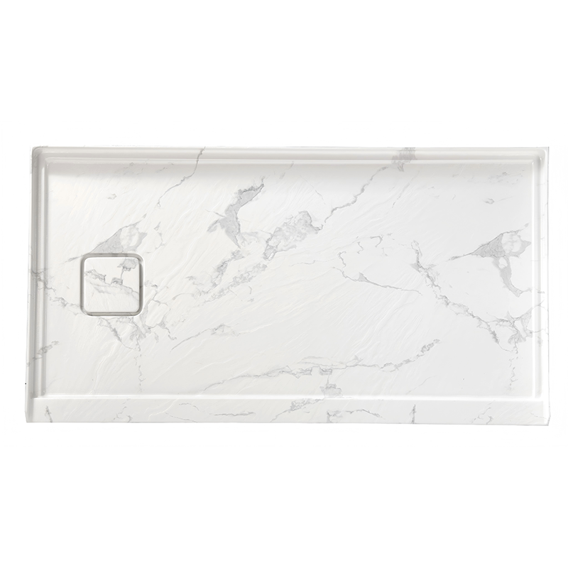 60" x 32" in Shower Base,resin and fiberglass,Left Drain Single-Threshold Shower Pan,Jazz White with Vein White+ Charcoal SKU T6587P578554 product image 3