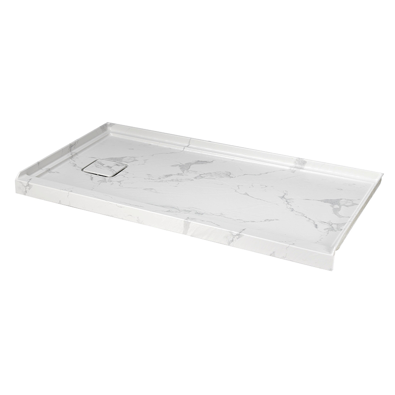 60" x 32" in Shower Base,resin and fiberglass,Left Drain Single-Threshold Shower Pan,Jazz White with Vein White+ Charcoal SKU T6587P578554 product image 4