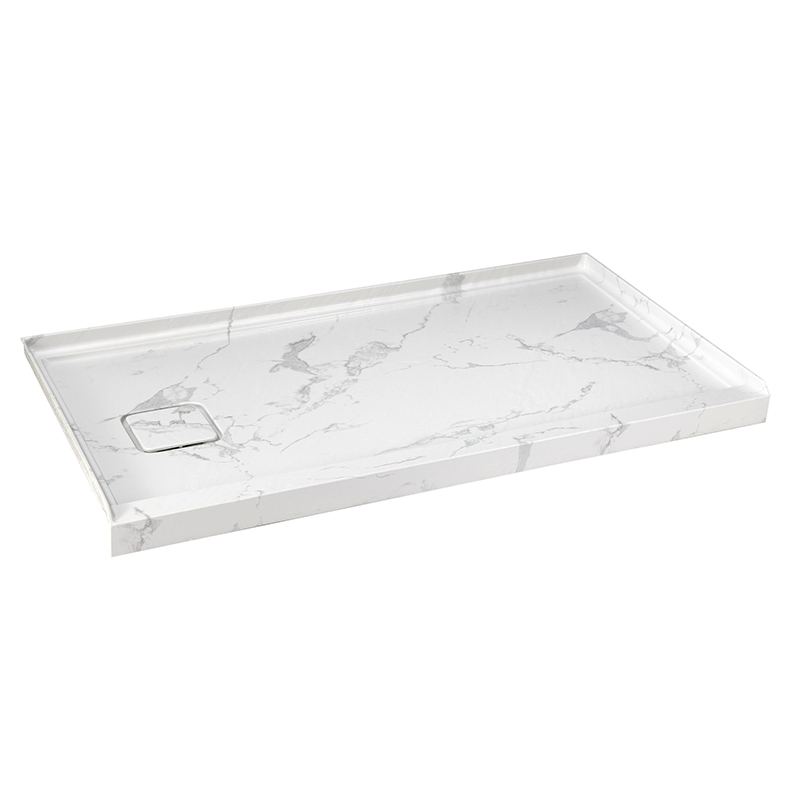 60" x 32" in Shower Base,resin and fiberglass,Left Drain Single-Threshold Shower Pan,Jazz White with Vein White+ Charcoal SKU T6587P578554 product image 8
