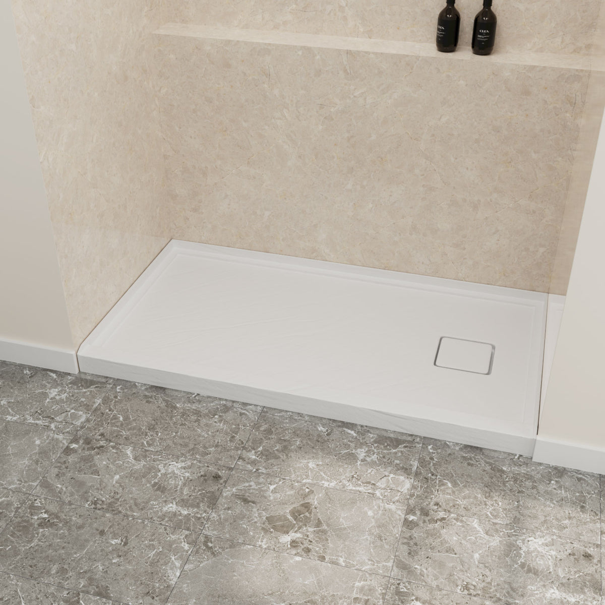 60" x 32" in Shower Base,resin and fiberglass,Right Drain Single-Threshold Shower Pan,White Vein White SKU T6587P580345 product image 2