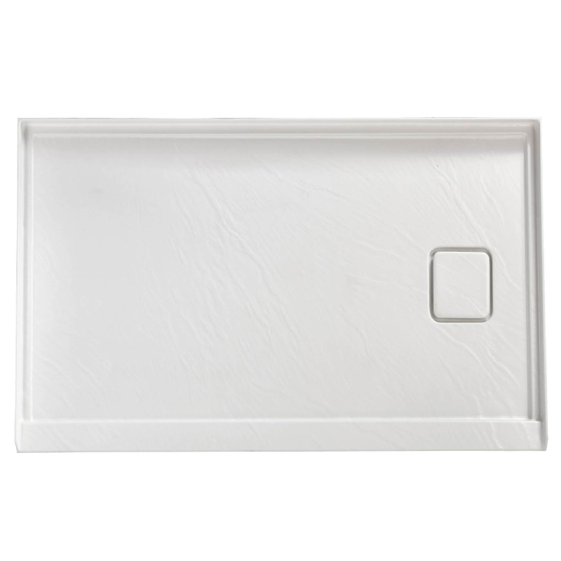 60" x 32" in Shower Base,resin and fiberglass,Right Drain Single-Threshold Shower Pan,White Vein White SKU T6587P580345 product image 3