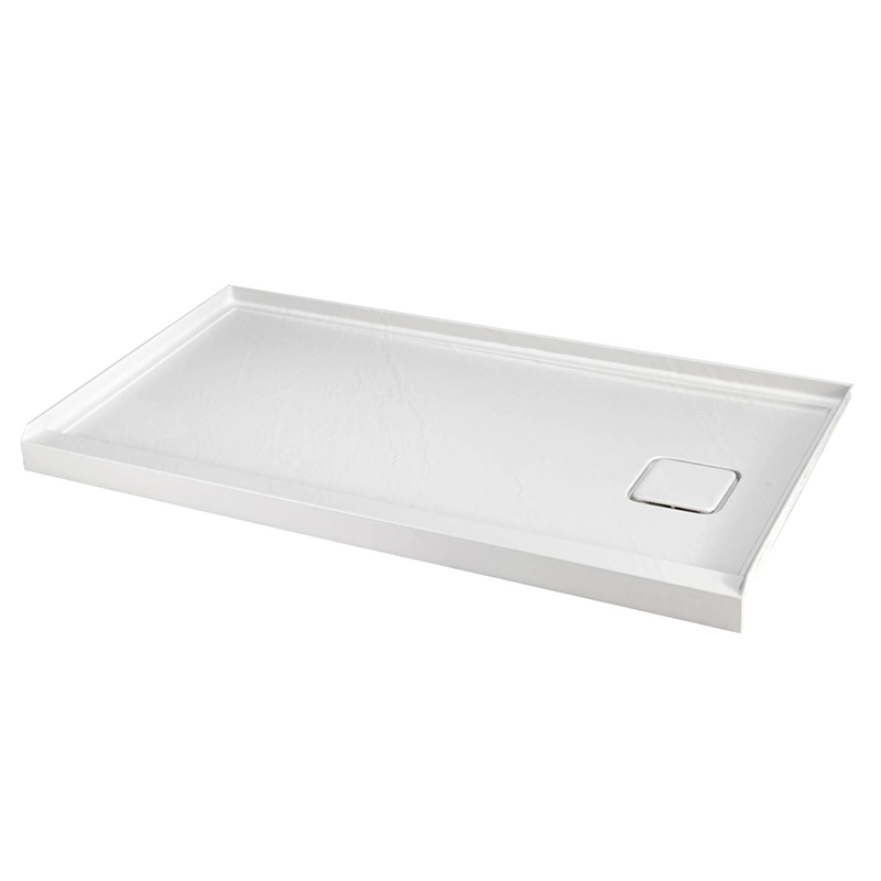 60" x 32" in Shower Base,resin and fiberglass,Right Drain Single-Threshold Shower Pan,White Vein White SKU T6587P580345 product image 6