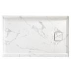60" x 32" in Shower Base,resin and fiberglass,Right Drain Single-Threshold Shower Pan,Jazz White Vein Grey+White SKU T6587P580349 product image 3