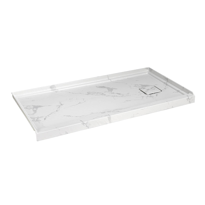60" x 32" in Shower Base,resin and fiberglass,Right Drain Single-Threshold Shower Pan,Jazz White Vein Grey+White SKU T6587P580349 product image 4