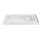 60" x 32" in Shower Base,resin and fiberglass,Right Drain Single-Threshold Shower Pan,Jazz White Vein Grey+White SKU T6587P580349 product image 5