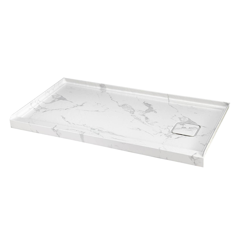 60" x 32" in Shower Base,resin and fiberglass,Right Drain Single-Threshold Shower Pan,Jazz White Vein Grey+White SKU T6587P580349 product image 7