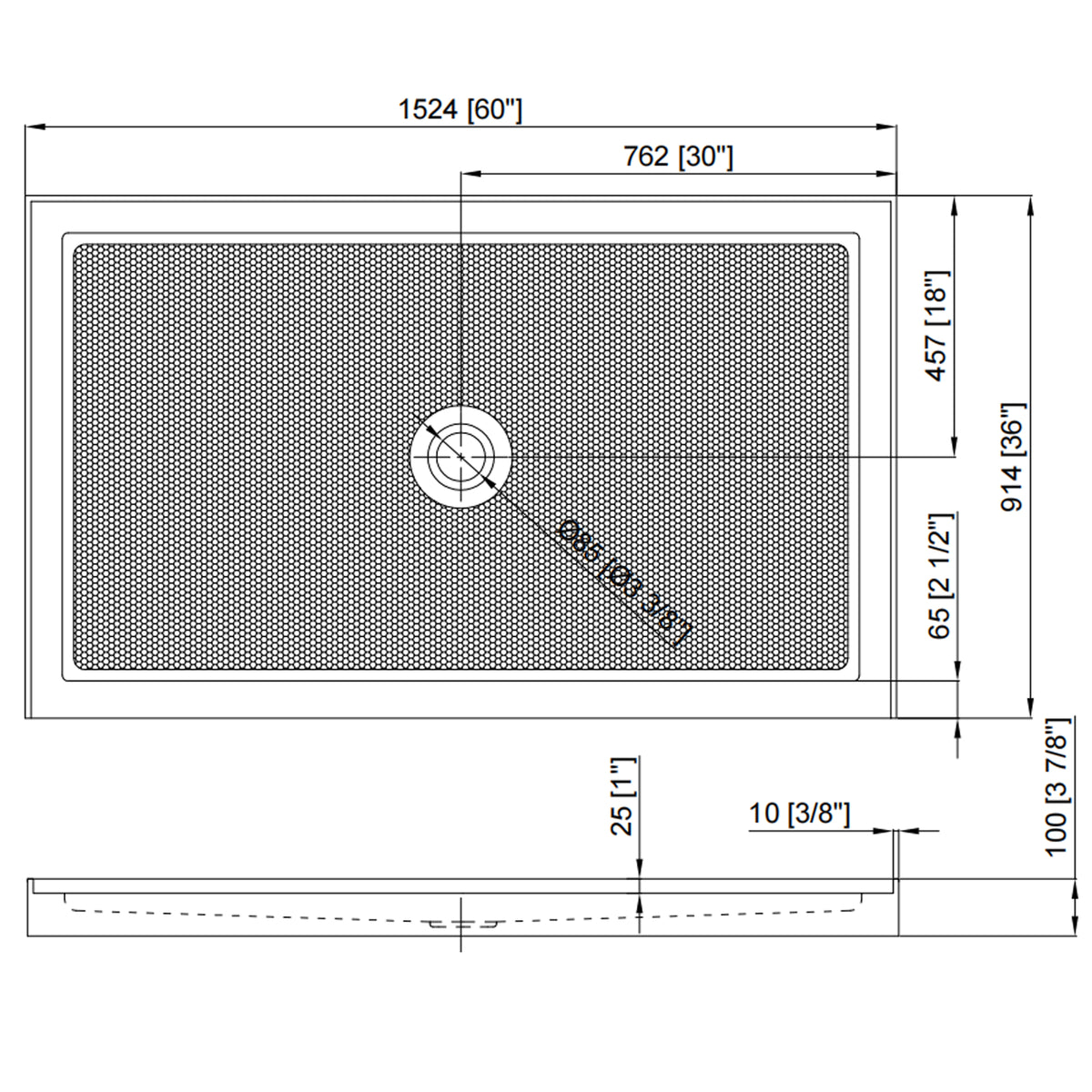 60" x 36" Shower Base,Central Drain Single Threshold Shower Base with Efficient Drainage, Shower Pan with Slip Resistant Textured Surface (Drain Not Included) Gloss White SKU W2269P426856 product image 4