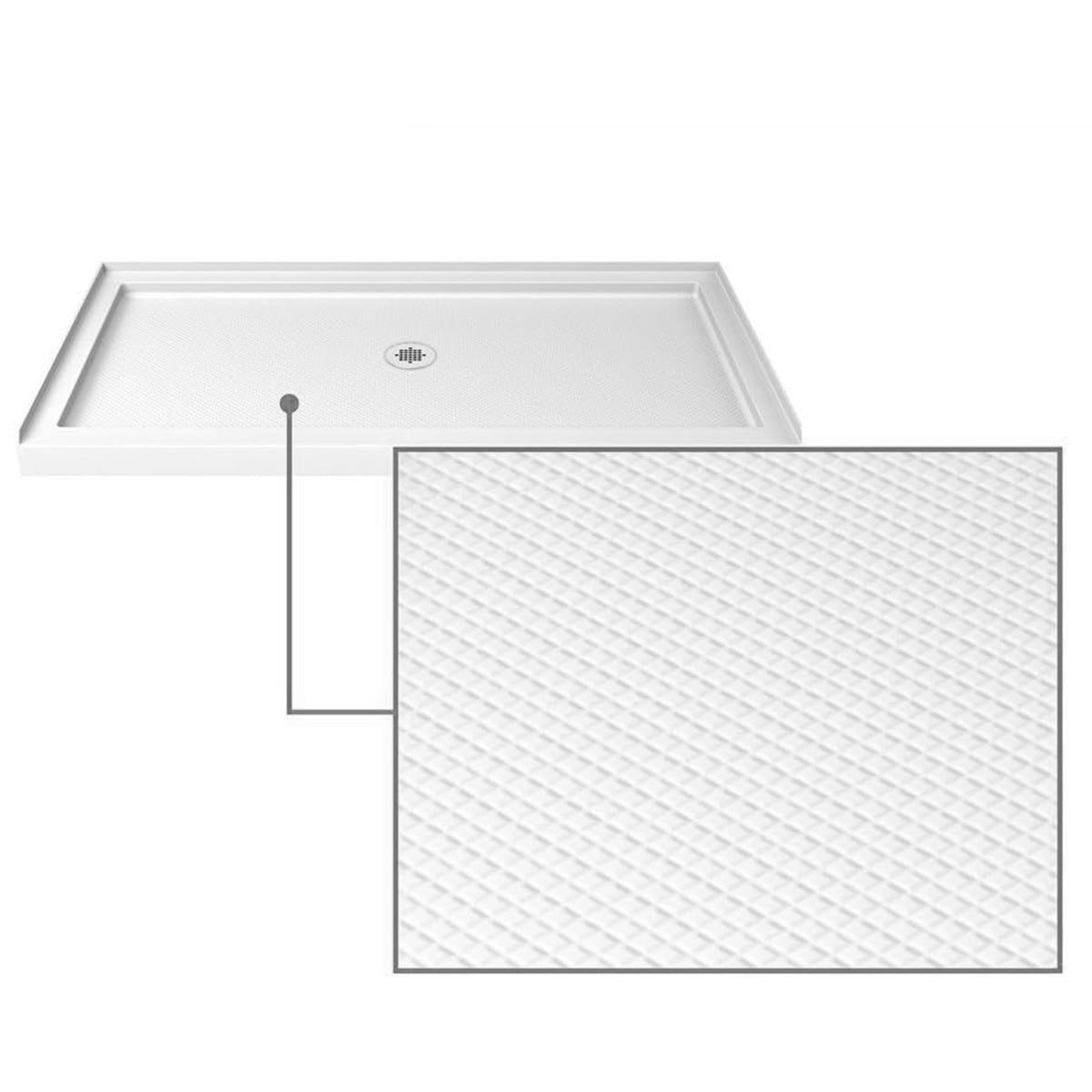 60" x 36" Shower Base,Central Drain Single Threshold Shower Base with Efficient Drainage, Shower Pan with Slip Resistant Textured Surface (Drain Not Included) Gloss White SKU W2269P426856 product image 7