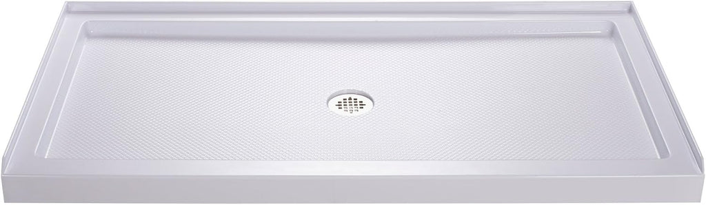 60" x 32" Shower Base,Central Drain Single Threshold Shower Base with Efficient Drainage, Shower Pan with Slip Resistant Textured Surface (Drain Not Included) Gloss White SKU W2269P503064 product image 2