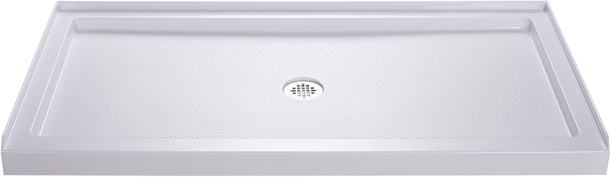 60" x 32" Shower Base,Central Drain Single Threshold Shower Base with Efficient Drainage, Shower Pan with Slip Resistant Textured Surface (Drain Not Included) Gloss White SKU W2269P503064 product image 2