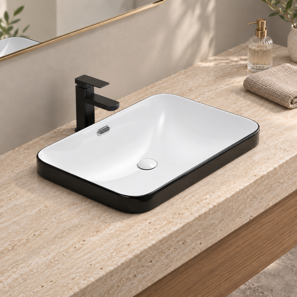 White Porcelain Ceramic Undermount Sink 22.05 in Seamless Design Vanity Countertop Bathroom Basin