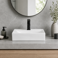 14.17 Inches Total Depth Rectangular Ceramic Wall Mount Bathroom Sink Wall Hung Basin for Modern Farmhouse Small Bathroom